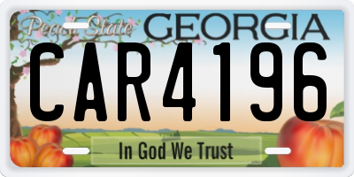 GA license plate CAR4196