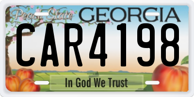 GA license plate CAR4198