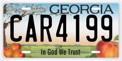 GA license plate CAR4199