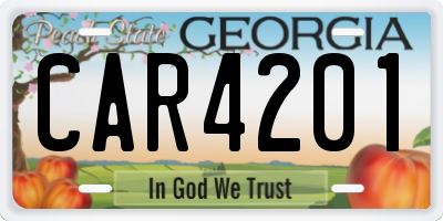 GA license plate CAR4201