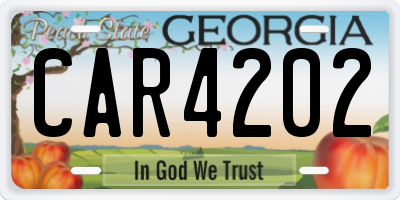 GA license plate CAR4202