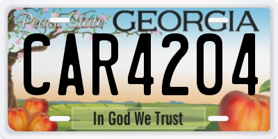 GA license plate CAR4204