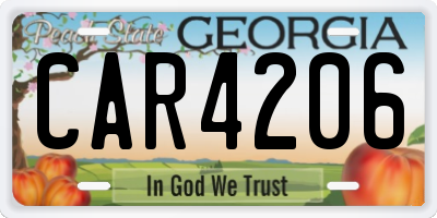 GA license plate CAR4206