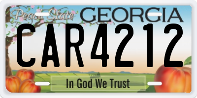 GA license plate CAR4212