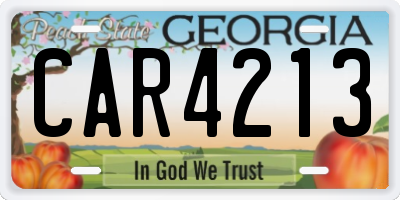 GA license plate CAR4213