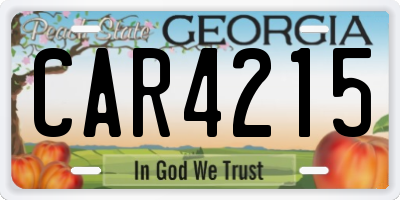 GA license plate CAR4215