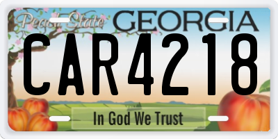 GA license plate CAR4218