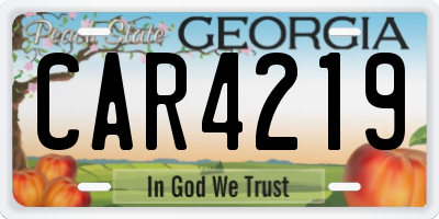 GA license plate CAR4219