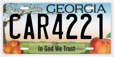 GA license plate CAR4221
