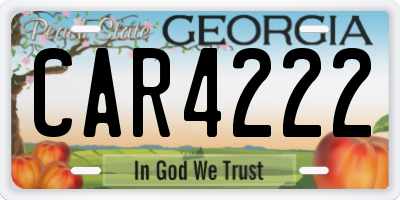 GA license plate CAR4222