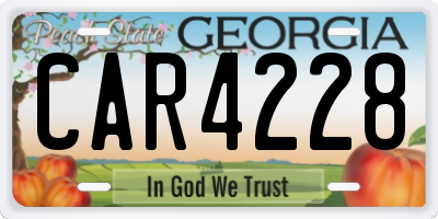 GA license plate CAR4228