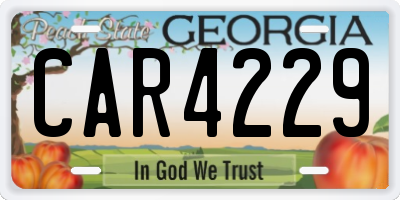 GA license plate CAR4229
