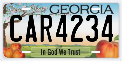 GA license plate CAR4234