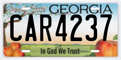 GA license plate CAR4237