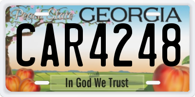 GA license plate CAR4248