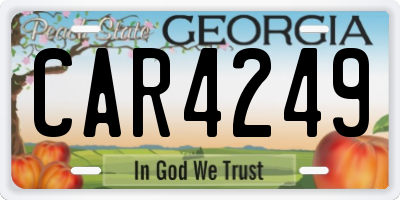 GA license plate CAR4249