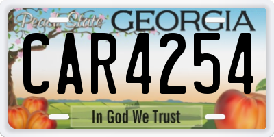 GA license plate CAR4254