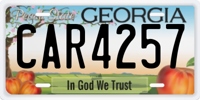 GA license plate CAR4257