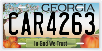 GA license plate CAR4263