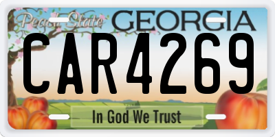 GA license plate CAR4269