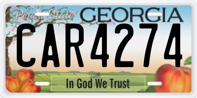 GA license plate CAR4274