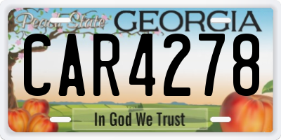 GA license plate CAR4278