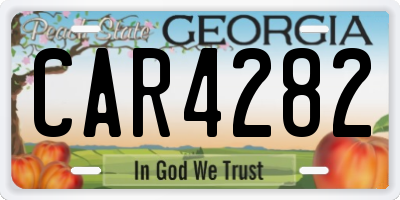 GA license plate CAR4282