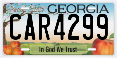 GA license plate CAR4299