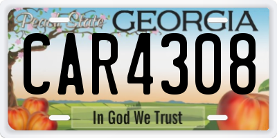 GA license plate CAR4308