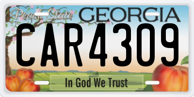 GA license plate CAR4309