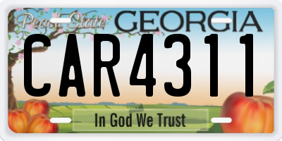 GA license plate CAR4311