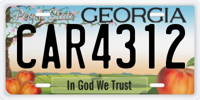 GA license plate CAR4312