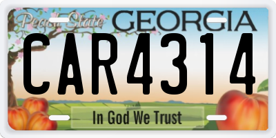 GA license plate CAR4314