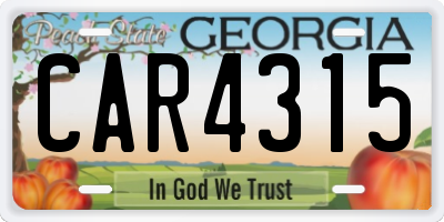 GA license plate CAR4315