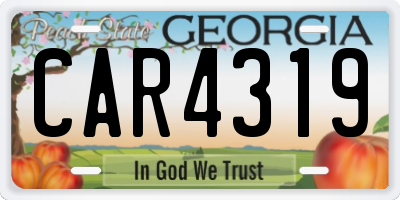 GA license plate CAR4319
