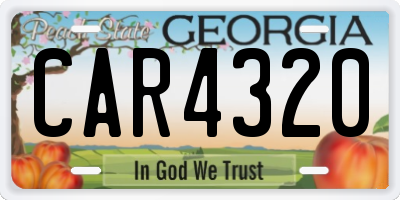 GA license plate CAR4320