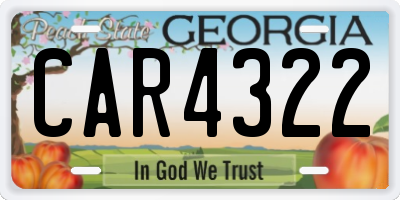 GA license plate CAR4322