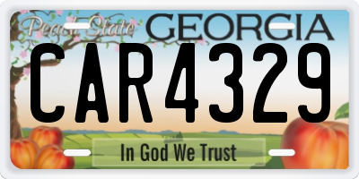 GA license plate CAR4329