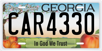 GA license plate CAR4330