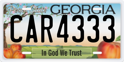GA license plate CAR4333
