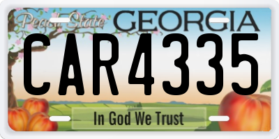 GA license plate CAR4335