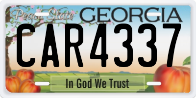 GA license plate CAR4337