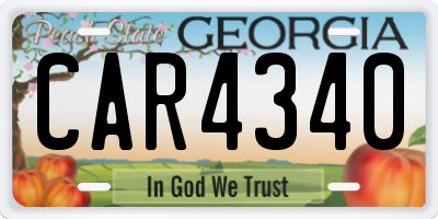 GA license plate CAR4340