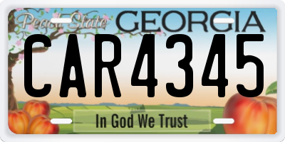 GA license plate CAR4345