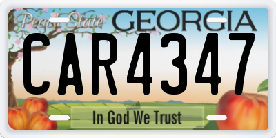 GA license plate CAR4347