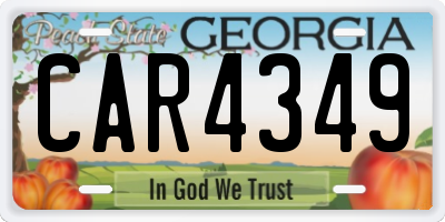 GA license plate CAR4349