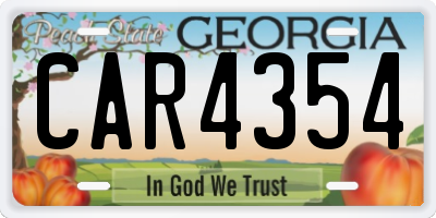 GA license plate CAR4354