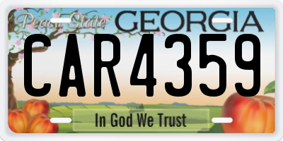 GA license plate CAR4359