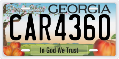 GA license plate CAR4360