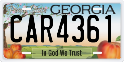 GA license plate CAR4361